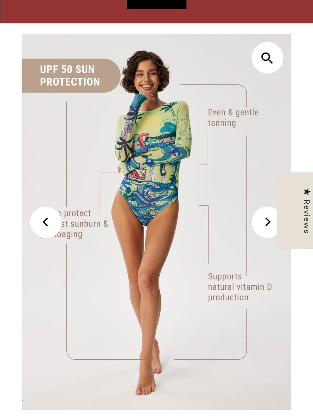 Long-Sleeve One-Piece Swimsuit in  a tattoo design with built in 50 SPF